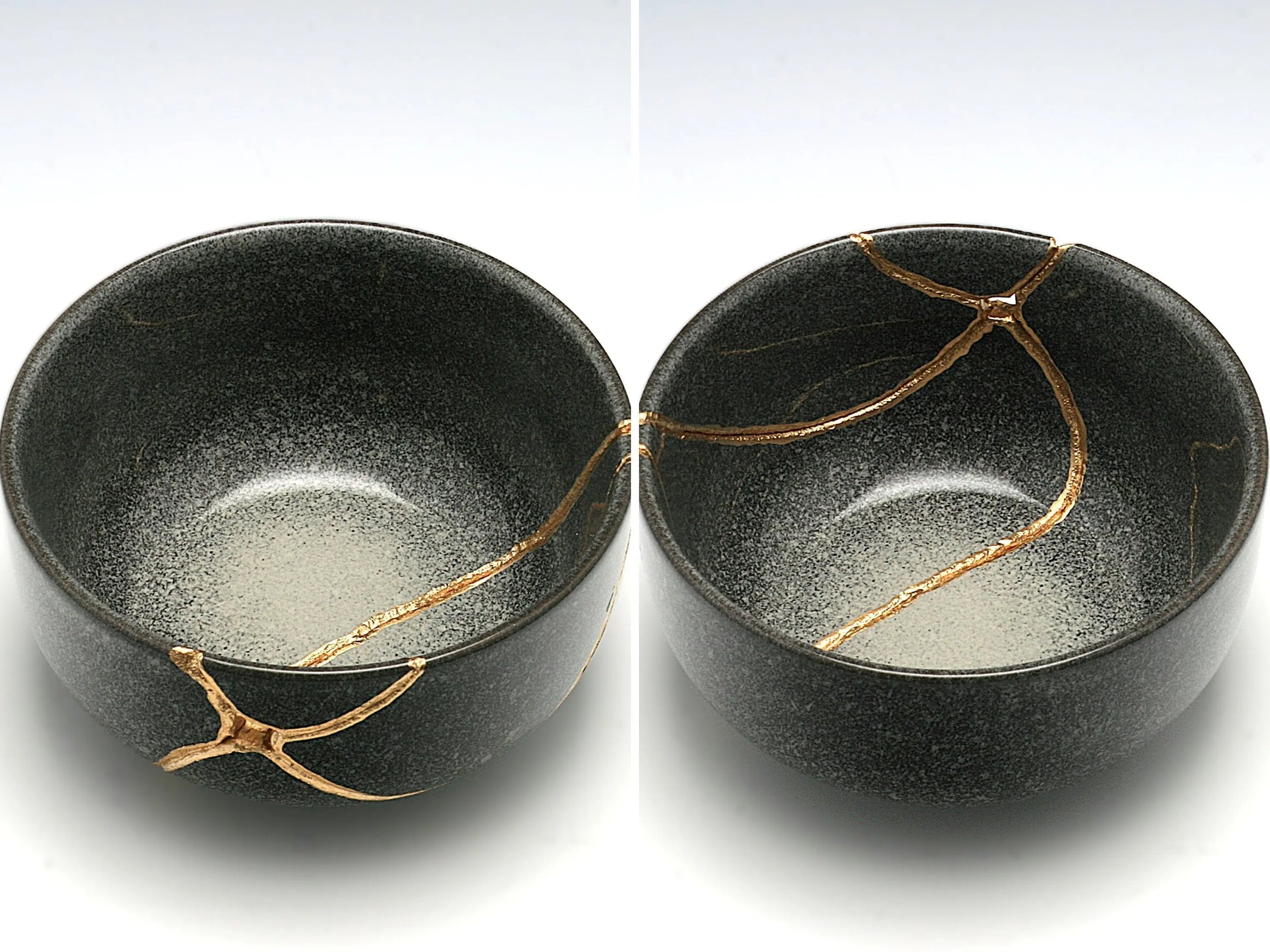 Medium Grey Kintsugi Bowl Kintsugi Reborn