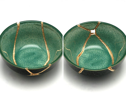 Small Green and Gray Kintsugi Bowl Kintsugi Reborn