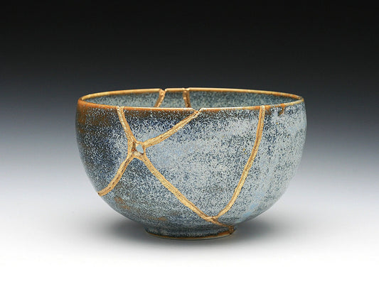 Medium Gray Kintsugi Bowl Kintsugi Reborn