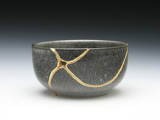 Medium Grey Kintsugi Bowl Kintsugi Reborn
