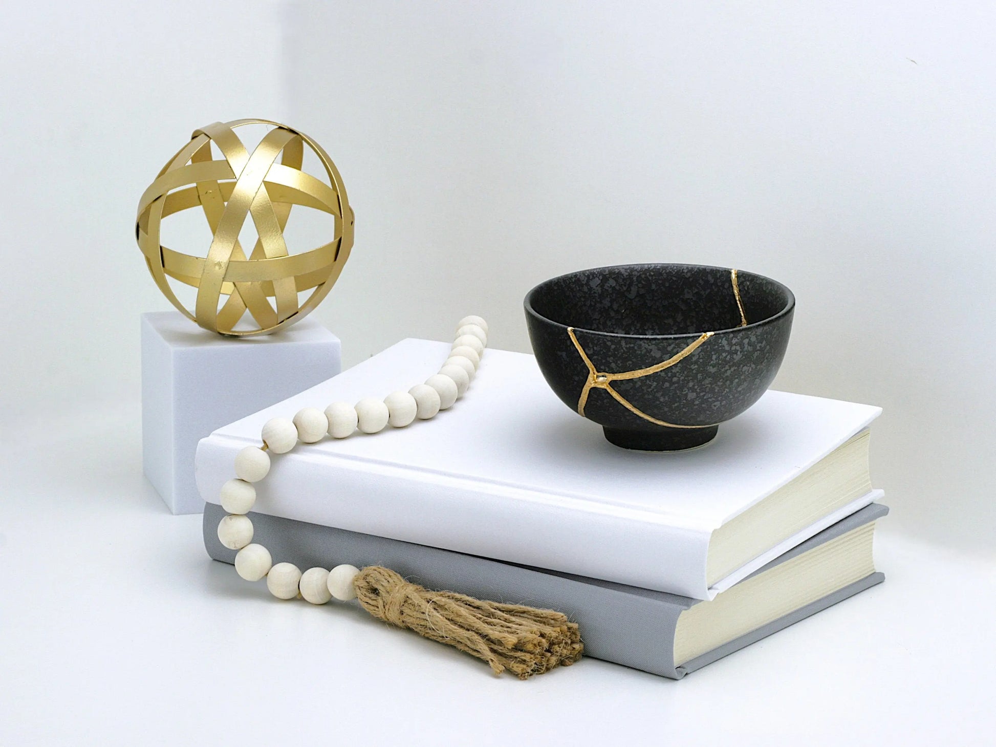 Medium Black Kintsugi Bowl with Texture Kintsugi Reborn