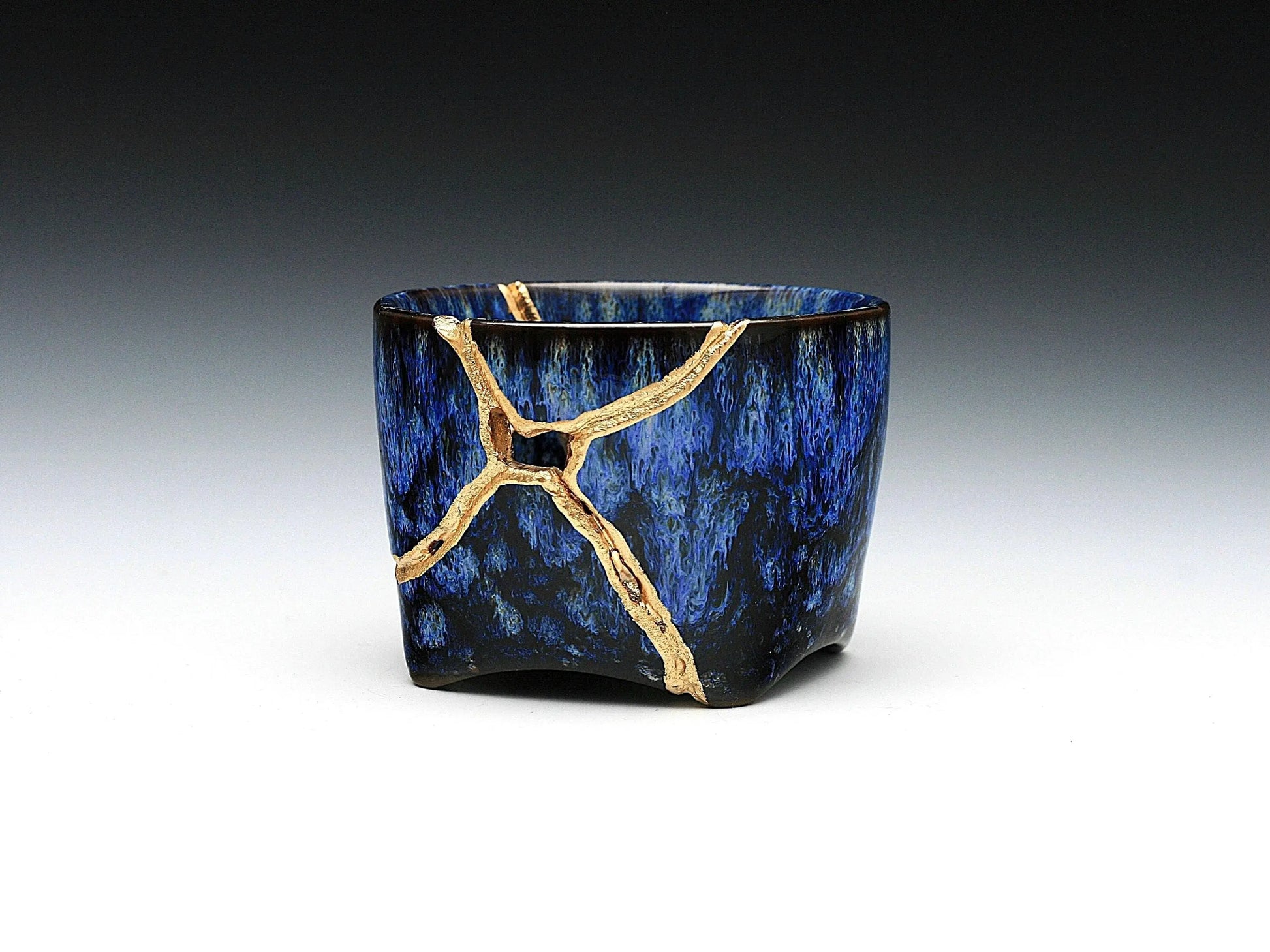 Small Blue Kintsugi Saki Cup Kintsugi Reborn