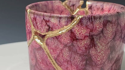 Small Pink Kintsugi Saki Cup