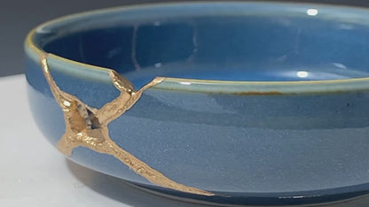 Small Light Blue Kintsugi Dish