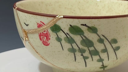 Medium Beige Kintsugi Bowl with Images