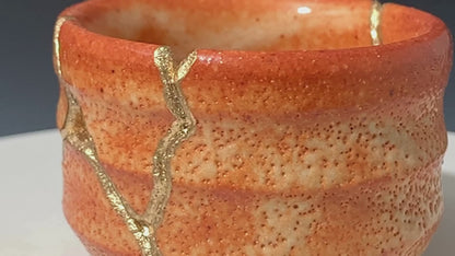 Small Orange Kintsugi Saki Cup