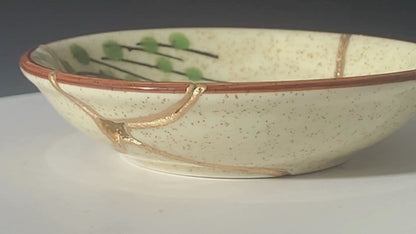 Small Beige Kintsugi Plate with Image